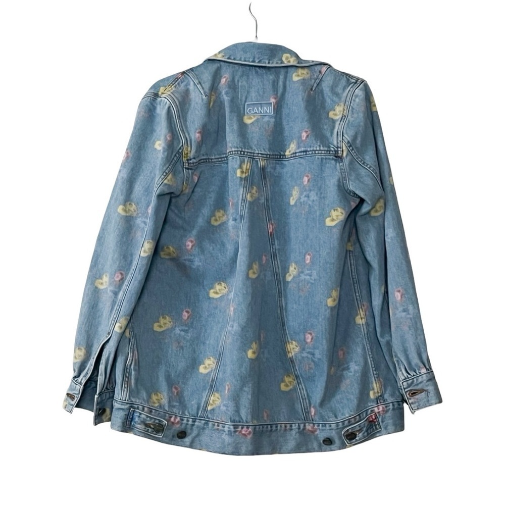 GANNI Oversized Floral Cotton Denim Jacket XS - Picture 4 of 9